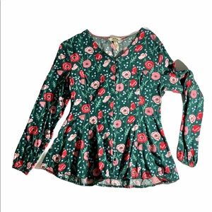 Matilda Jane Yesteryear Green and Red Tunic Size S